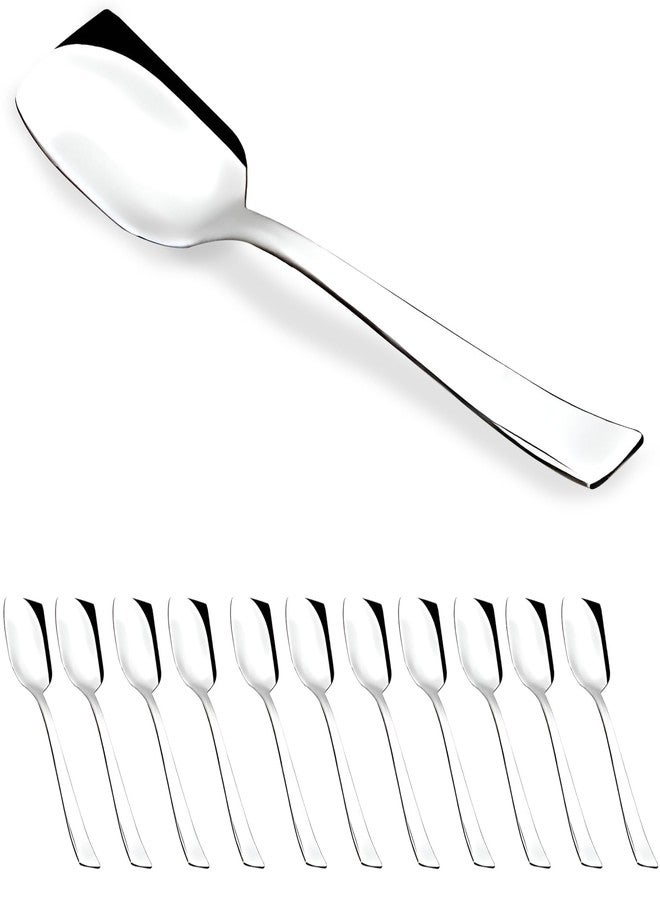 Parage Stainless Steel Set of 12 Ice Cream Spoons, Silverware Spoon Set, Dinner Spoon Length 13.5cm, Food Grade Silverware for Home & Kitchen, Durable Stylish, 12 Silver Spoons - Image 5